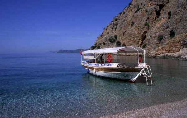 ey a secluded beach and cove a short distance by boat from Olu Deniz, Turkey