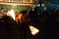 Fire dancer at night market